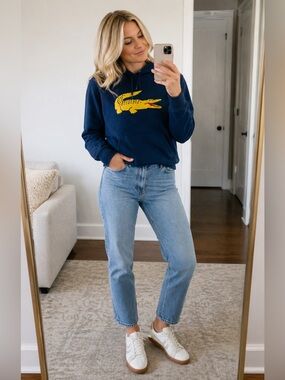LACOSTE Hooded Knit Logo Top sz XS